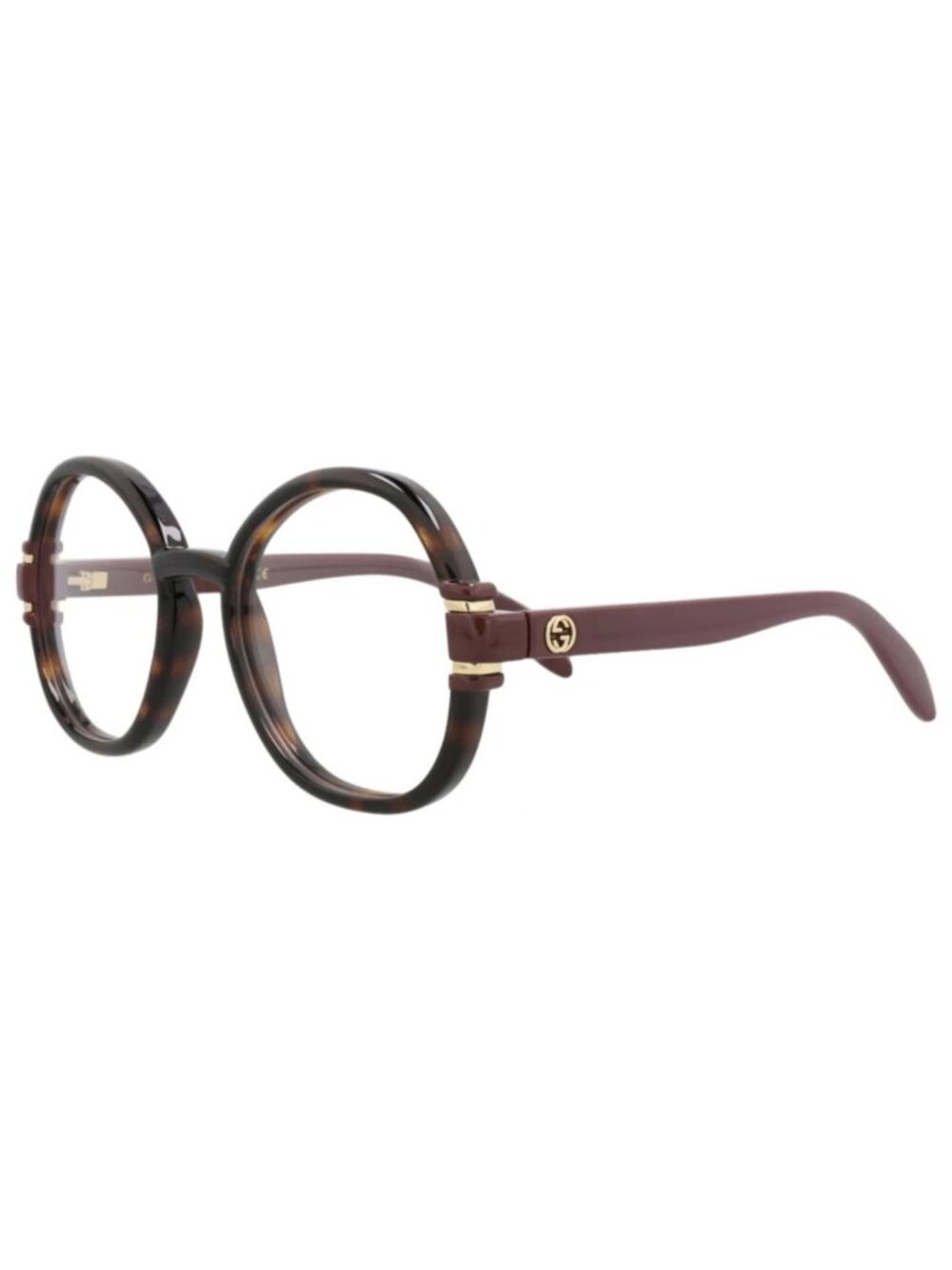 New Gucci Women's Eyeglasses Round Oval Injection Frame Havana Brown Transparent